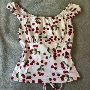 SOLD | Cherry Print Ruffle Strap Top | Very Cottagecore ✿ No Brand